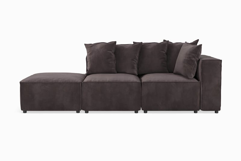 Cubo 3-seters Dyp Modulsofa + Fotskammel i Fløyel - Mørk grå - Møbler - Sofaer - Sofa 3 seter