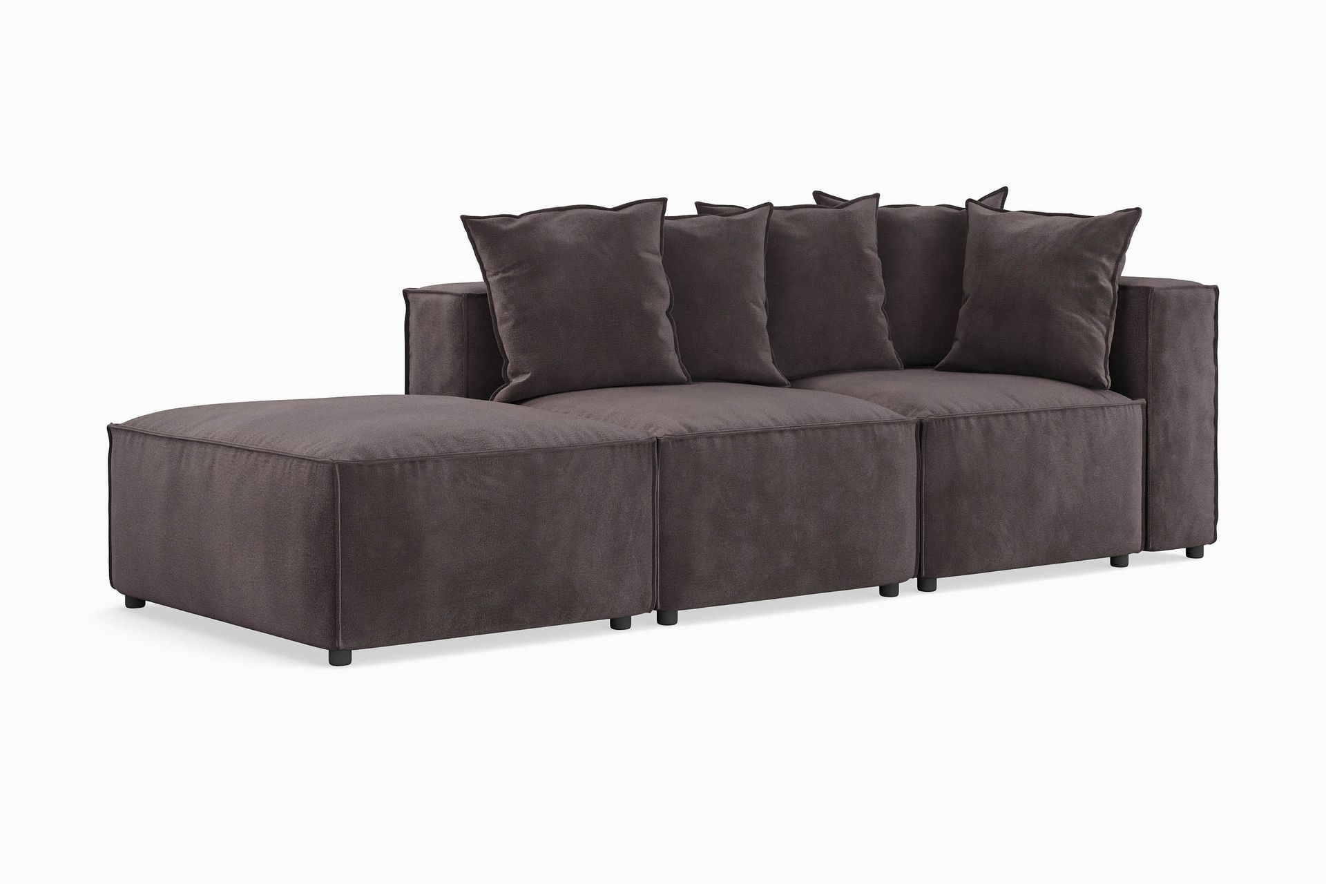 Cubo 3-seters Dyp Modulsofa + Fotskammel i Fløyel - Mørk grå - Møbler - Sofaer - Fløyel sofaer