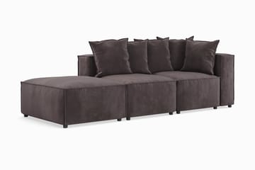 Cubo 3-seters Dyp Modulsofa + Fotskammel i Fløyel - Mørk grå - Møbler - Sofaer - Fløyel sofaer