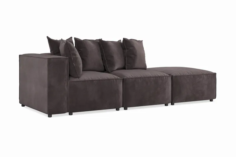Cubo 3-seters Dyp Modulsofa + Fotskammel i Fløyel - Mørk grå - Møbler - Sofaer - Sofa 3 seter