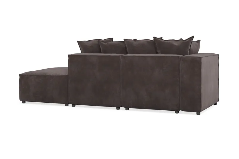 Cubo 3-seters Dyp Modulsofa + Fotskammel i Fløyel - Mørk grå - Møbler - Sofaer - Sofa 3 seter