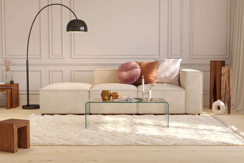 Cubo 3-seters Dyp Modulsofa + Fotskammel i Manchester - Beige - Møbler - Sofaer - Sofa 3 seter