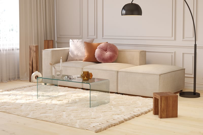 Cubo 3-seters Dyp Modulsofa + Fotskammel i Manchester - Beige - Møbler - Sofaer - Sofa 3 seter