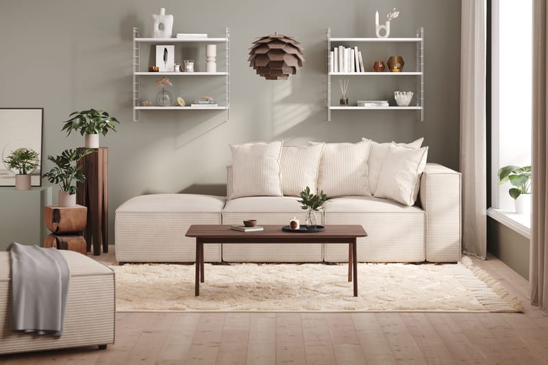 Cubo 3-seters Dyp Modulsofa + Fotskammel i Manchester - Beige - Møbler - Sofaer - Sofa 3 seter