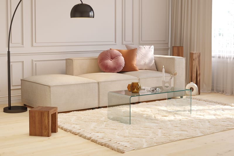 Cubo 3-seters Dyp Modulsofa + Fotskammel i Manchester - Beige - Møbler - Sofaer - Sofa 3 seter