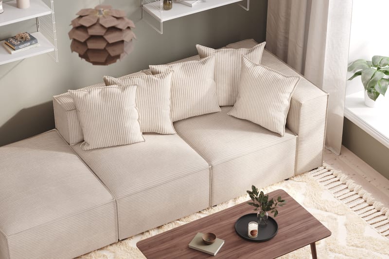 Cubo 3-seters Dyp Modulsofa + Fotskammel i Manchester - Beige - Møbler - Sofaer - Sofa 3 seter