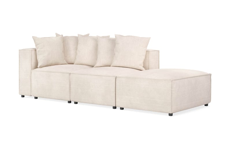 Cubo 3-seters Dyp Modulsofa + Fotskammel i Manchester - Beige - Møbler - Sofaer - Modulsofaer - Komplett modulsofa