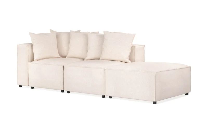 Cubo 3-seters Dyp Modulsofa + Fotskammel i Stoff - Beige - Møbler - Sofaer - Sofa 3 seter