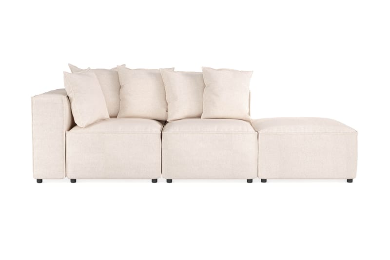Cubo 3-seters Dyp Modulsofa + Fotskammel i Stoff - Beige - Møbler - Sofaer - Sofa 3 seter