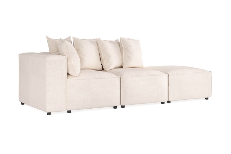 Cubo 3-seters Dyp Modulsofa + Fotskammel i Stoff - Beige - Møbler - Sofaer - Sofa 3 seter