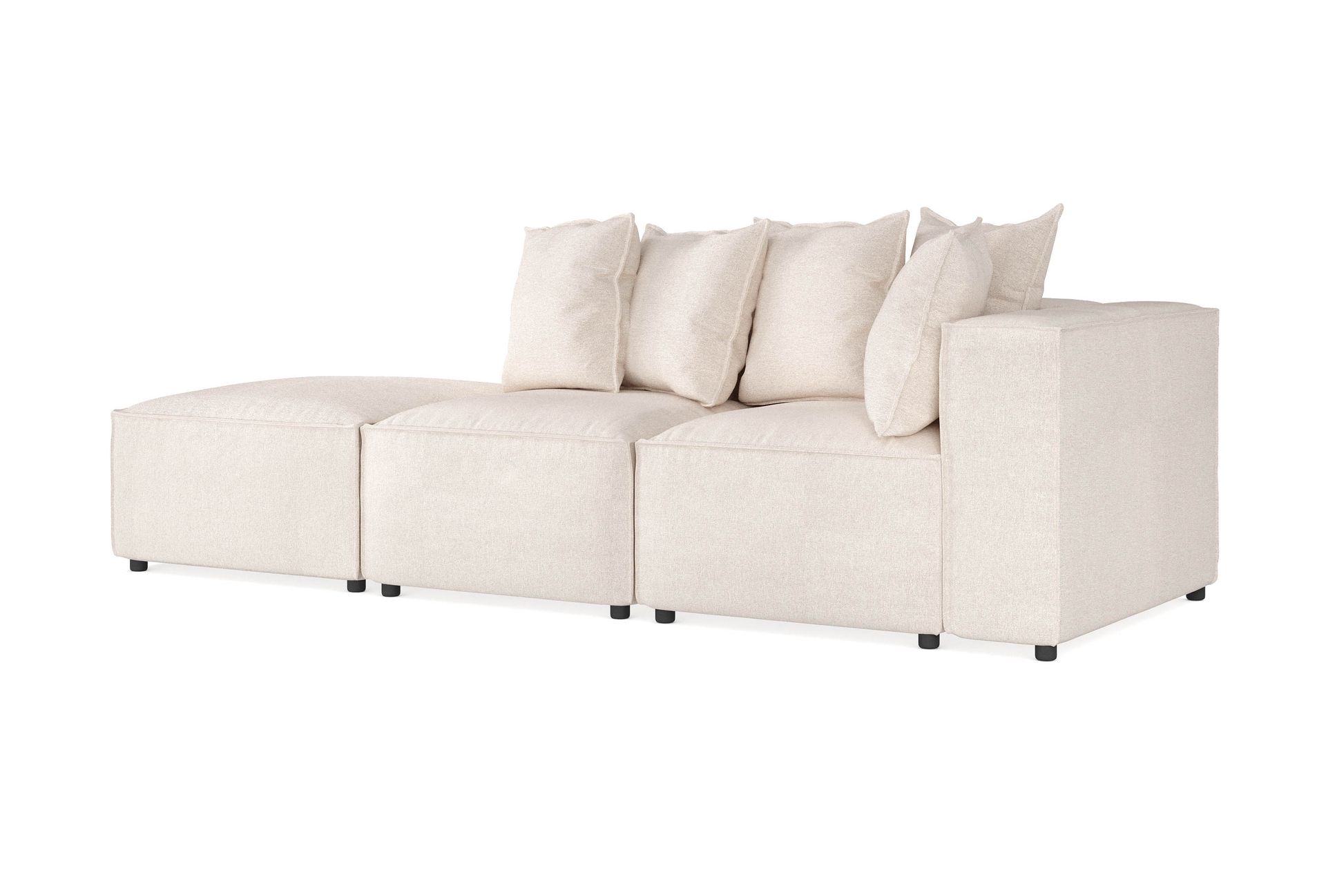 Cubo 3-seters Dyp Modulsofa + Fotskammel i Stoff - Beige - Møbler - Sofaer - Sofa 3 seter