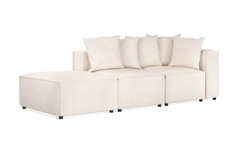 Cubo 3-seters Dyp Modulsofa + Fotskammel i Stoff - Beige - Møbler - Sofaer - Sofa 3 seter