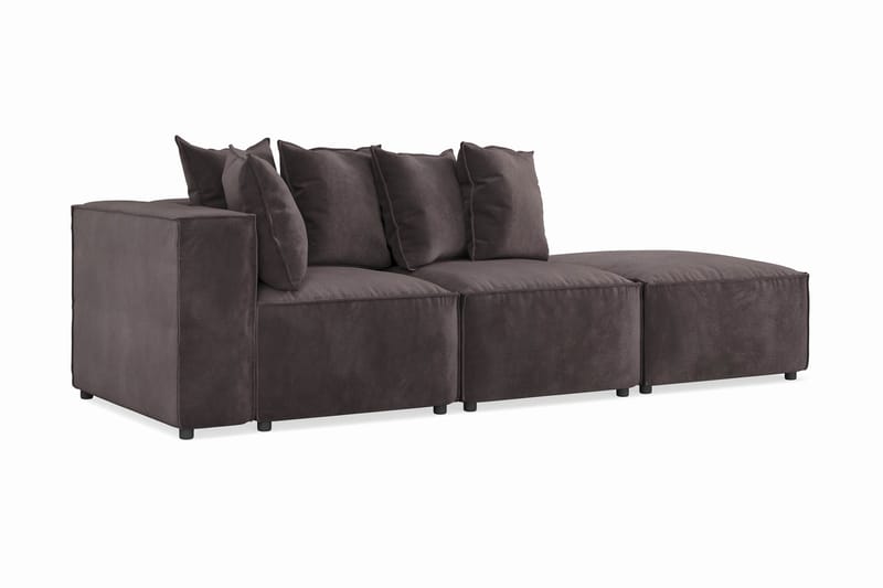 Cubo 3-seters Dyp Modulsofa + Fotskammel i Fløyel - Mørk grå - Møbler - Sofaer - Modulsofaer - Komplett modulsofa