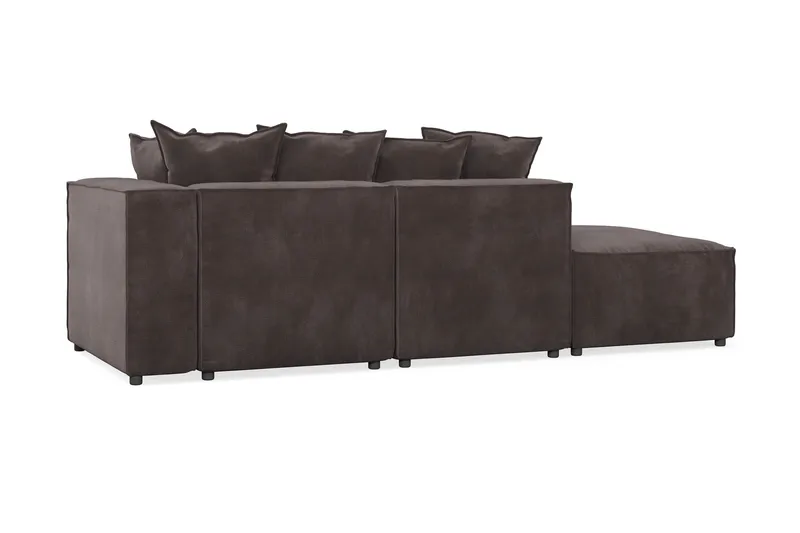 Cubo 3-seters Dyp Modulsofa + Fotskammel i Fløyel - Mørk grå - Møbler - Sofaer - Modulsofaer - Komplett modulsofa