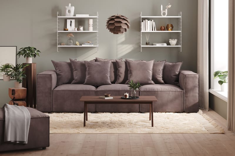 Cubo 4-seters Dyp Modulsofa i Fløyel - Mørk grå - Møbler - Sofaer - Sofa 3 seter