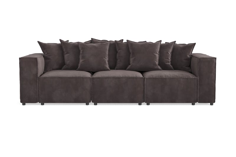 Cubo 4-seters Dyp Modulsofa i Fløyel - Mørk grå - Møbler - Sofaer - Sofa 3 seter