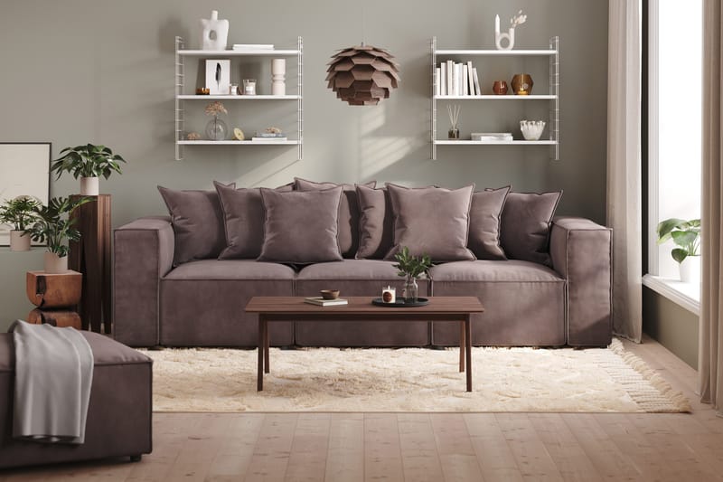 Cubo 4-seters Dyp Modulsofa i Fløyel - Mørk grå - Møbler - Sofaer - Sofa 3 seter