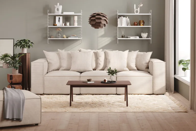Cubo 4-seters Dyp Modulsofa i Manchester - Beige - Møbler - Sofaer - Sofa 3 seter