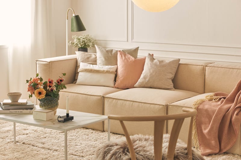 Cubo 4-seters Dyp Modulsofa i Stoff - Beige - Møbler - Sofaer - Sofa 3 seter