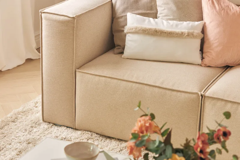 Cubo 4-seters Dyp Modulsofa i Stoff - Beige - Møbler - Sofaer - Sofa 3 seter