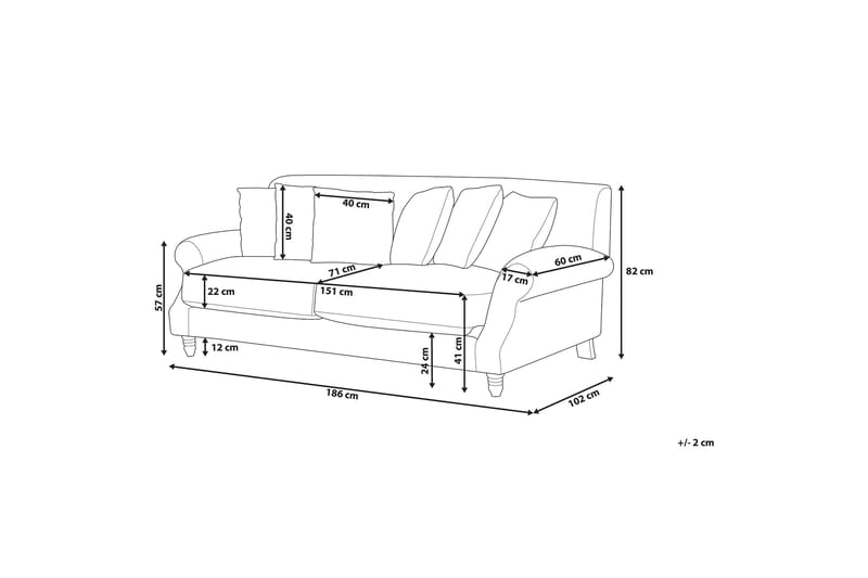 Eike Sofa 2-seter - Beige - Møbler - Sofaer - Sofa 3 seter