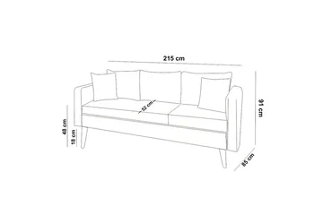Espeut 3-seter Sofa - Grå - Møbler - Sofaer - Sofa 3 seter