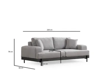 Eti 3-seter Sofa 98 cm i Stoff med Lave Armlener - Grå - Møbler - Sofaer - Sofa 3 seter