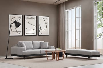 Eti 3-seter Sofa 98 cm i Stoff med Lave Armlener - Grå - Møbler - Sofaer - Sofa 3 seter