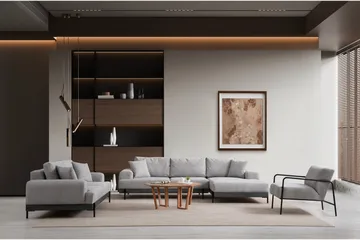 Eti 3-seter Sofa 98 cm i Stoff med Lave Armlener - Grå - Møbler - Sofaer - Sofa 3 seter