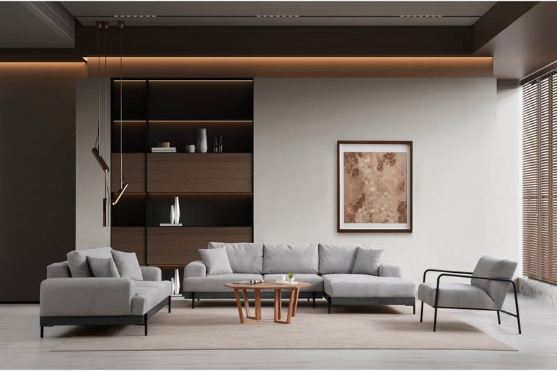 Eti 3-seter Sofa 98 cm i Stoff med Lave Armlener - Grå - Møbler - Sofaer - Sofa 3 seter