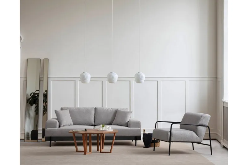 Eti 3-seter Sofa 98 cm i Stoff med Lave Armlener, Grå