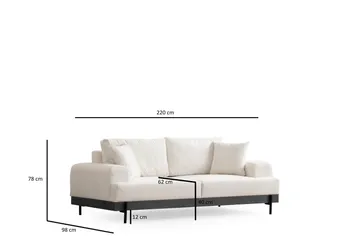 Eti 3-seter Sofa 98 cm i Stoff med Lave Armlener - Hvit - Møbler - Sofaer - Sofa 3 seter