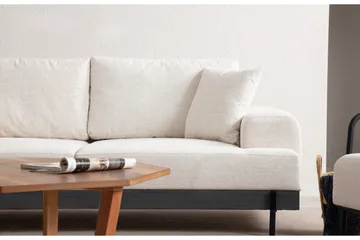 Eti 3-seter Sofa 98 cm i Stoff med Lave Armlener - Hvit - Møbler - Sofaer - Sofa 3 seter
