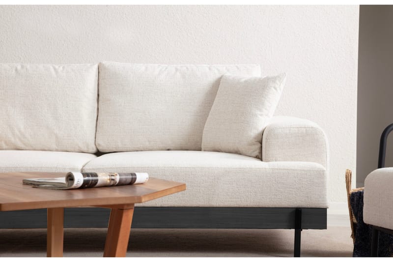Eti 3-seter Sofa 98 cm i Stoff med Lave Armlener - Hvit - Møbler - Sofaer - Sofa 3 seter