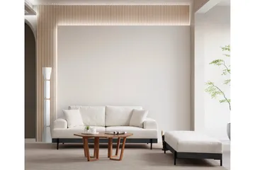 Eti 3-seter Sofa 98 cm i Stoff med Lave Armlener - Hvit - Møbler - Sofaer - Sofa 3 seter