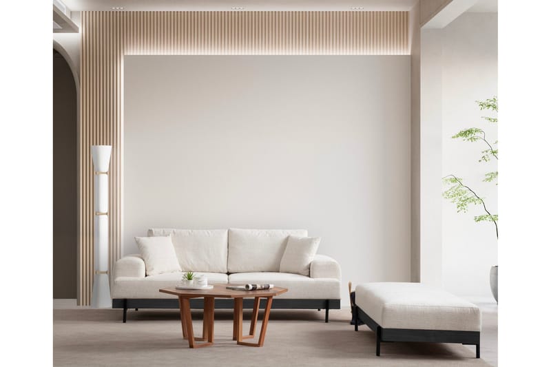 Eti 3-seter Sofa 98 cm i Stoff med Lave Armlener - Hvit - Møbler - Sofaer - Sofa 3 seter