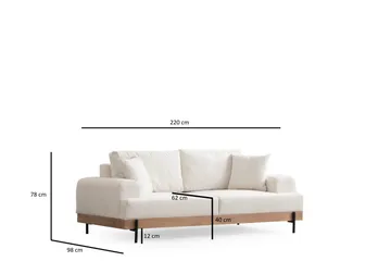 Eti 3-seter Sofa i Stoff med Treunderstell - Hvit - Møbler - Sofaer - Sofa 3 seter