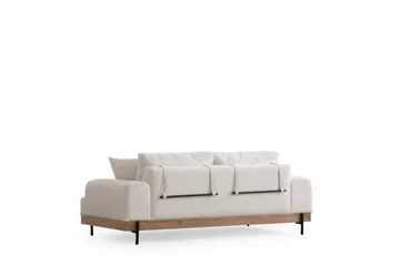 Eti 3-seter Sofa i Stoff med Treunderstell - Hvit - Møbler - Sofaer - Sofa 3 seter
