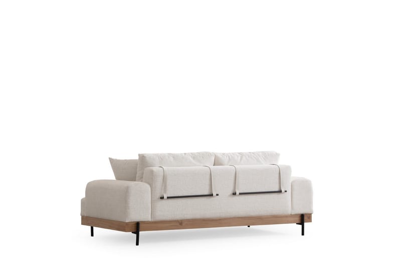 Eti 3-seter Sofa i Stoff med Treunderstell - Hvit - Møbler - Sofaer - Sofa 3 seter