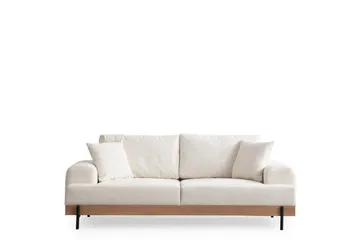 Eti 3-seter Sofa i Stoff med Treunderstell - Hvit - Møbler - Sofaer - Sofa 3 seter