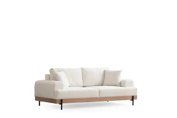 Eti 3-seter Sofa i Stoff med Treunderstell - Hvit - Møbler - Sofaer - Sofa 3 seter