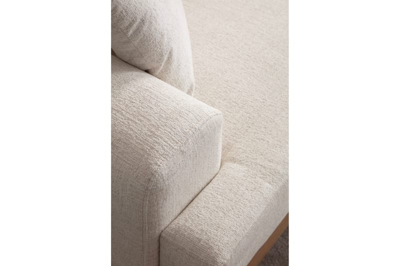 Eti 3-seter Sofa i Stoff med Treunderstell - Hvit - Møbler - Sofaer - Sofa 3 seter