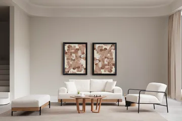 Eti 3-seter Sofa i Stoff med Treunderstell - Hvit - Møbler - Sofaer - Sofa 3 seter