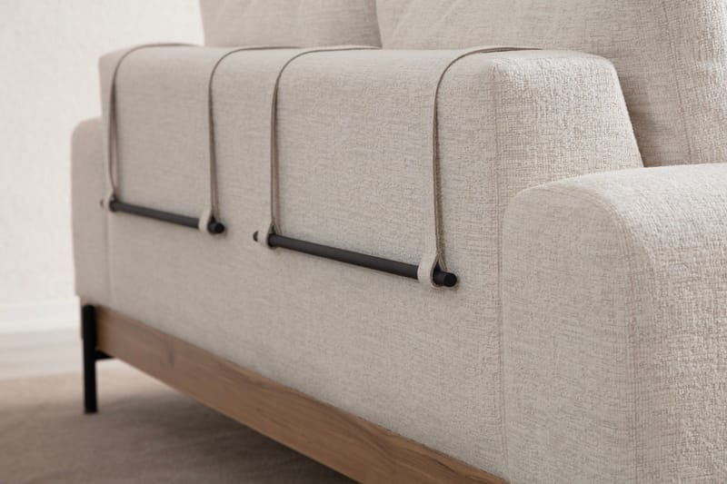 Eti 3-seter Sofa i Stoff med Treunderstell - Hvit - Møbler - Sofaer - Sofa 3 seter