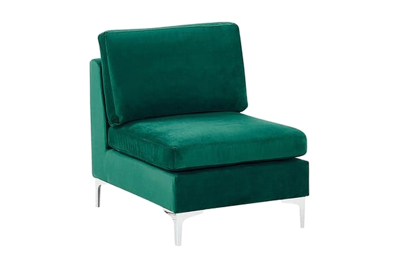 Evja 3-seters Sofa med Fotskammel - Fløyel/Grønn - Sofa 3 seter