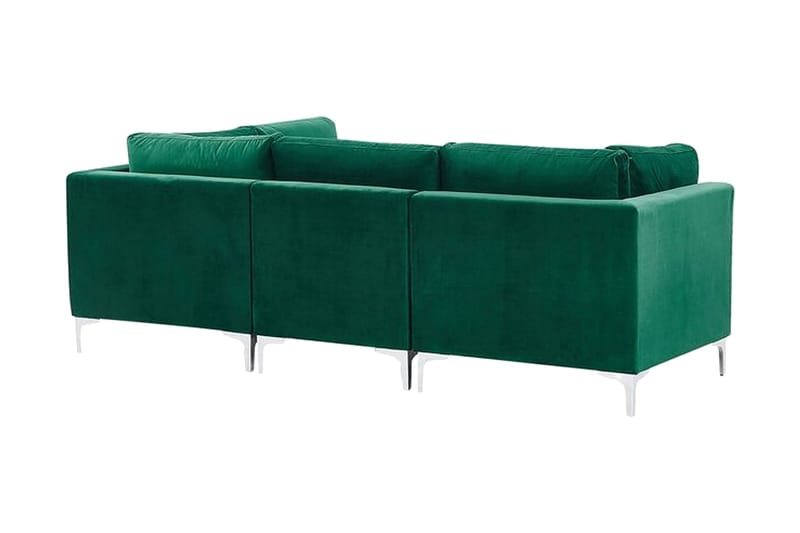 Evja 3-seters Sofa med Fotskammel - Fløyel/Grønn - Sofa 3 seter