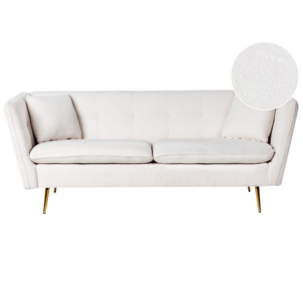 3-seters sofa Frederica - Hvit, gull/Bouclé