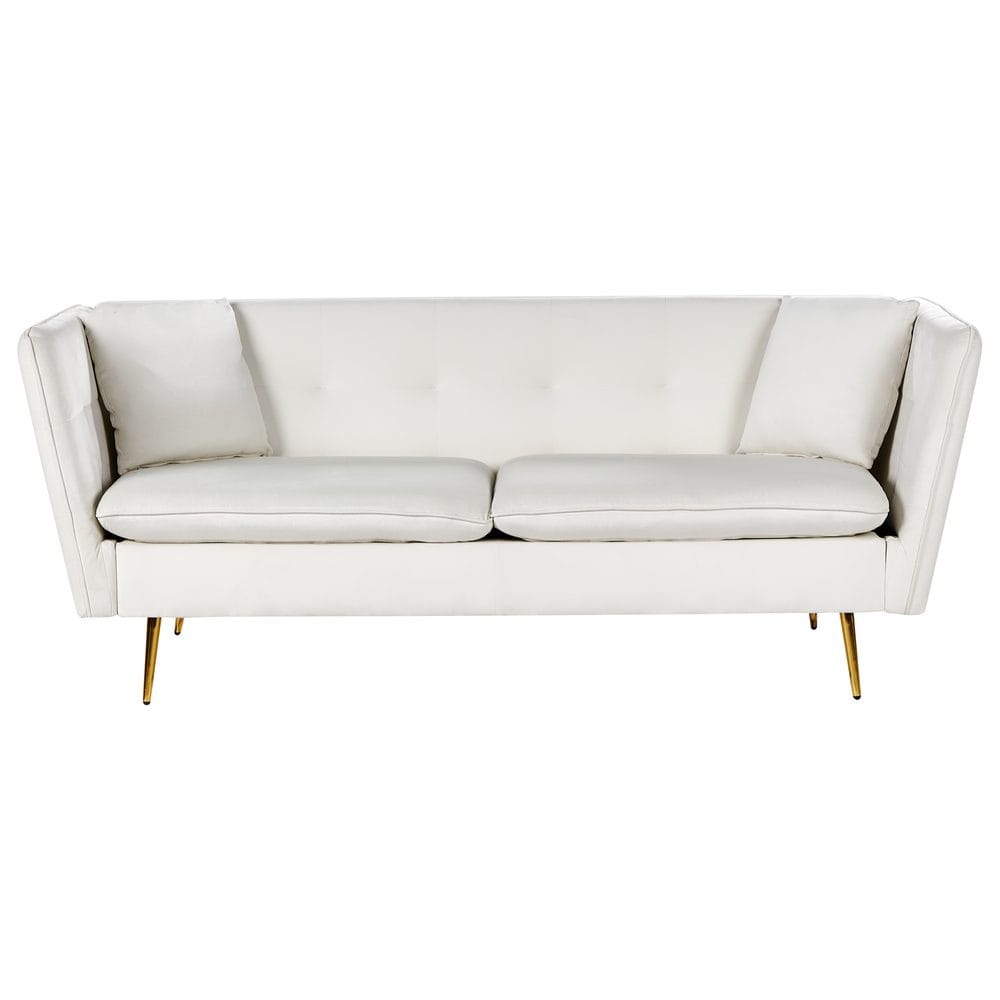 3-seters sofa Frederica - Hvit, gull/Fløyel