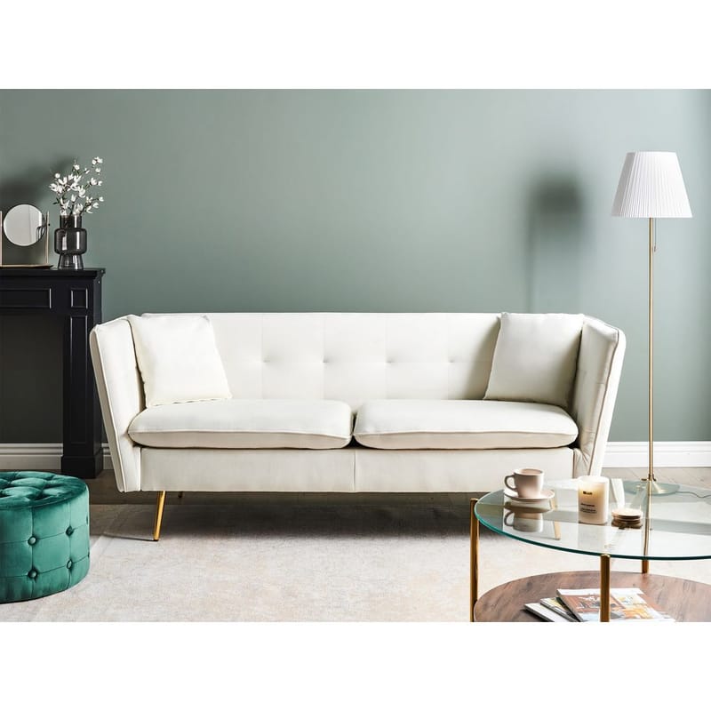 3-seters sofa Frederica - Hvit, gull/Fløyel - Møbler - Sofaer - Chesterfield sofaer