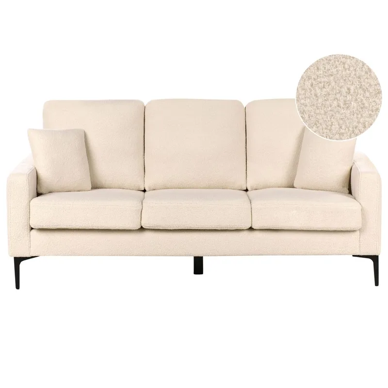 3-seters sofa Gavle - Beige, svart/Bouclé - Møbler - Sofaer - Sofa 3 seter